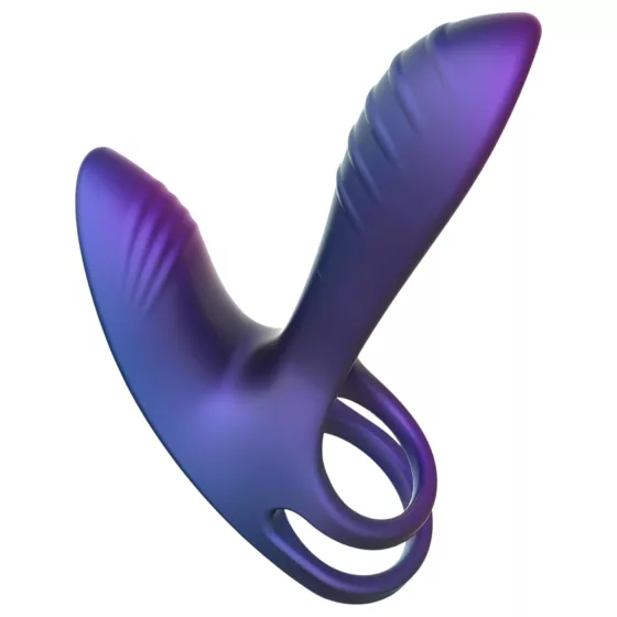 Hueman Infinity Ignite - vibrační erekční kroužek na penis a varlata - fialový