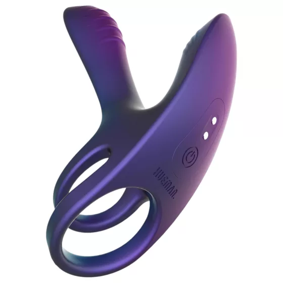 Hueman Infinity Ignite - vibrační erekční kroužek na penis a varlata - fialový