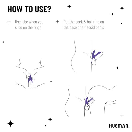 Hueman Infinity Ignite - vibrační erekční kroužek na penis a varlata (fialový)