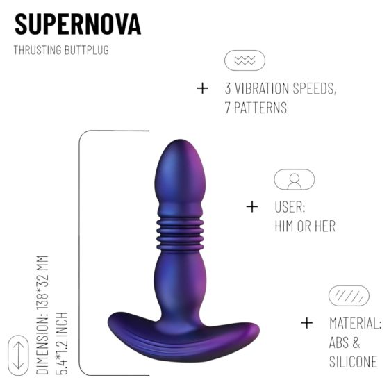 Hueman Supernova - vibrační anální kolík (fialový)
