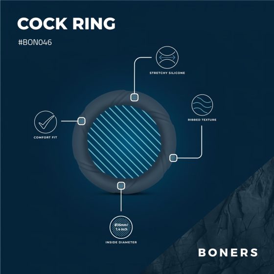 Boners Ergo - silikonový erekční kroužek (šedý)