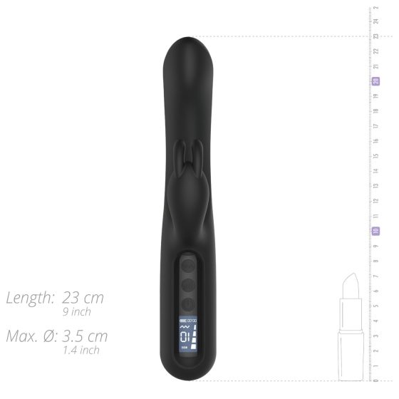 BLAQ - digitální, králičí vibrátor s klitorálním ramenem (černý)