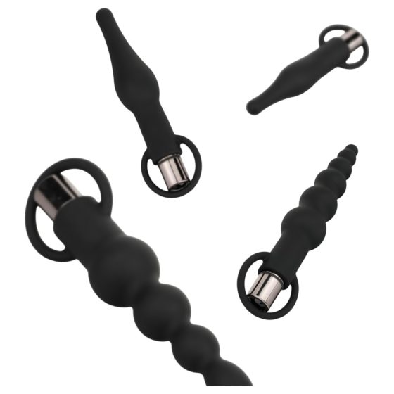 Easytoys - Sada análních vibrátorů s akumulátorem - 4 ks (černá)