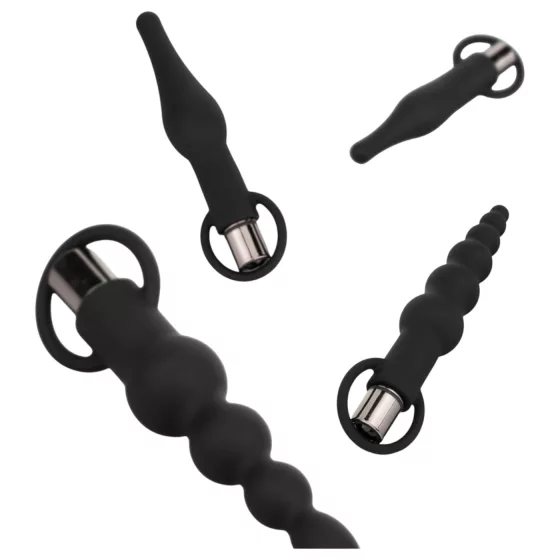 Easytoys - anální vibrační sada - dobíjecí - 4 díly - černá