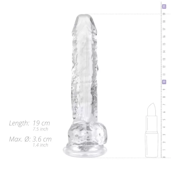EasyToys - dildo s varlaty - 17 cm - transparentní