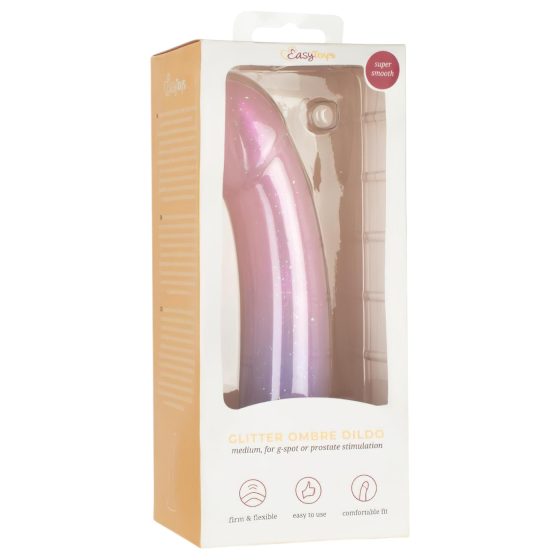 EasyToys Mermaid - třpytivý dildo - 19cm (růžový)