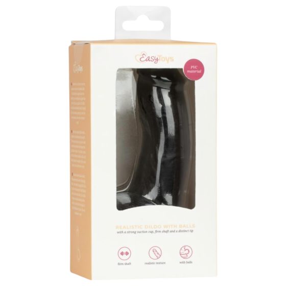 Easytoys - Realistické dildo s varlaty - 12 cm (černé)