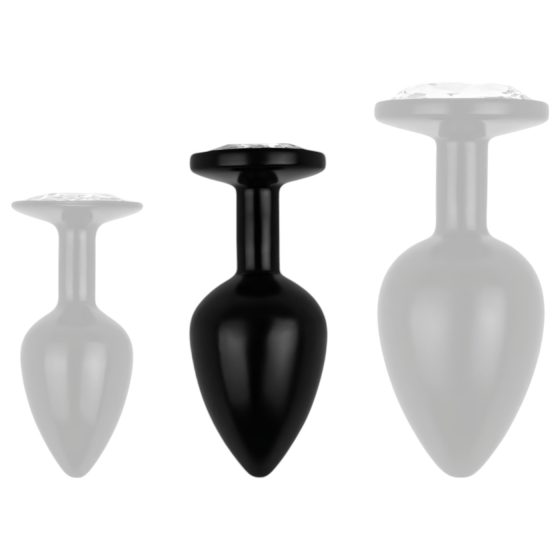 / Easytoys Anal Collection - kovový anální kolík s kamenem - M (černý)