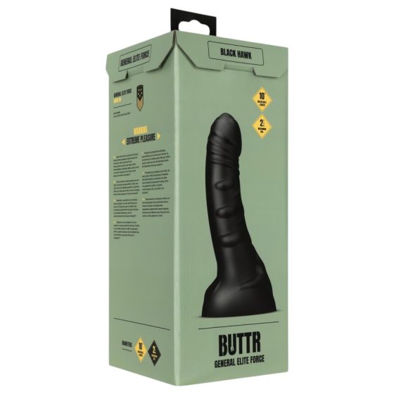 BUTTR Black Hawk - realistické anální dildo (černé)