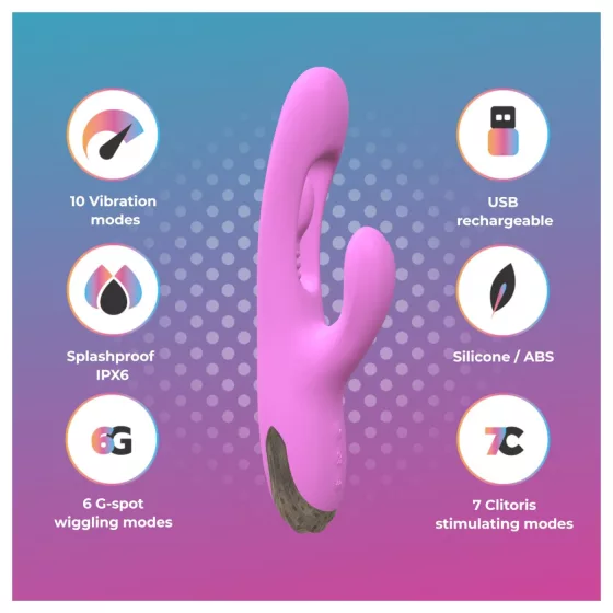 Good Vibes Only - vibrátor s páčkovým klitorálním stimulátorem s pohyblivým prstem (fialový)