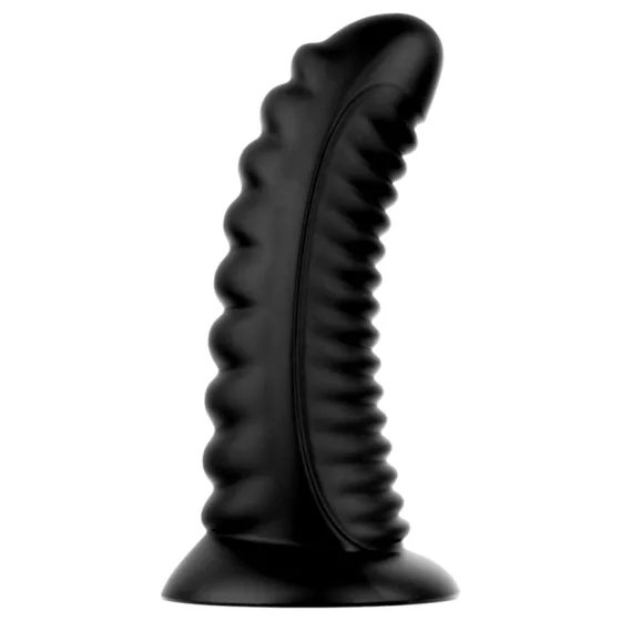 BUTTR Double Ribbed - obrovský rýhovaný anální kolík (černý) - 26 cm