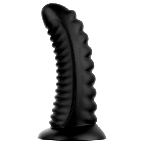 BUTTR Double Ribbed - obrovský rýhovaný anální kolík (černý) - 26 cm