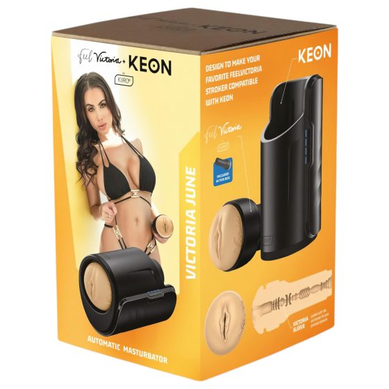 Kiiroo Keon + Victoria June - umělá vagína masturbátor (přírodní)