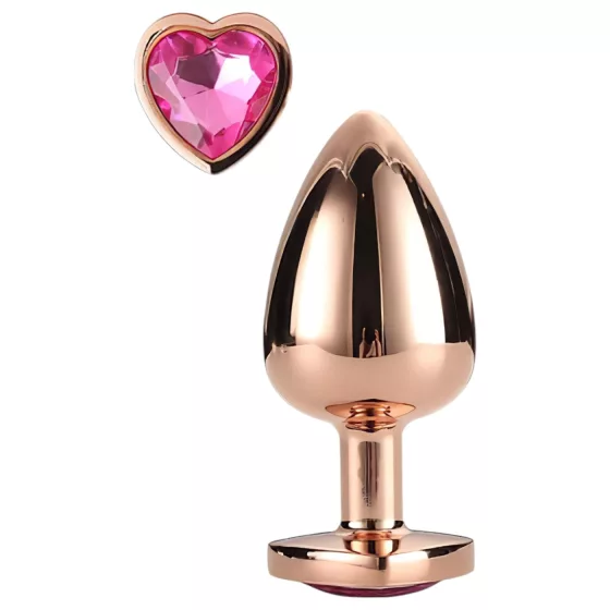 Gleaming Love - anální kolík srdce kámen hliník růžové zlato