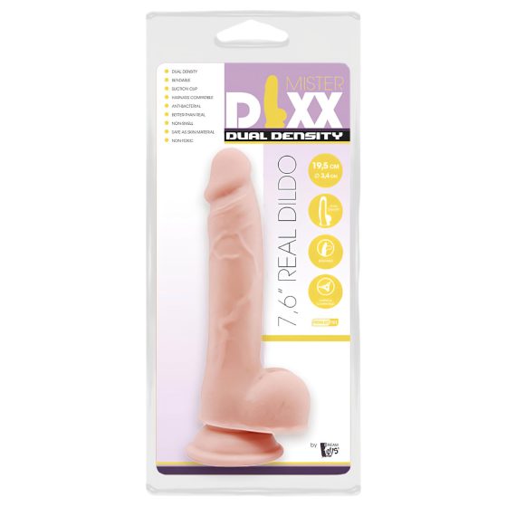 Mr. Dixx 7.6 - přísavkový dildo s varlaty - přírodní (19,5 cm)
