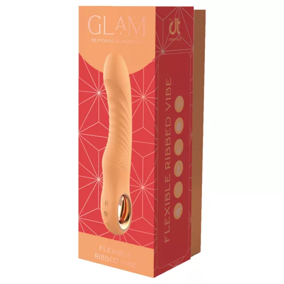 Glam - ohebný vroubkovaný vibrátor (broskvový)
