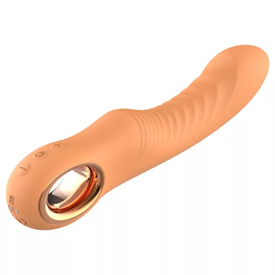 Glam - ohebný vroubkovaný vibrátor (broskvový)