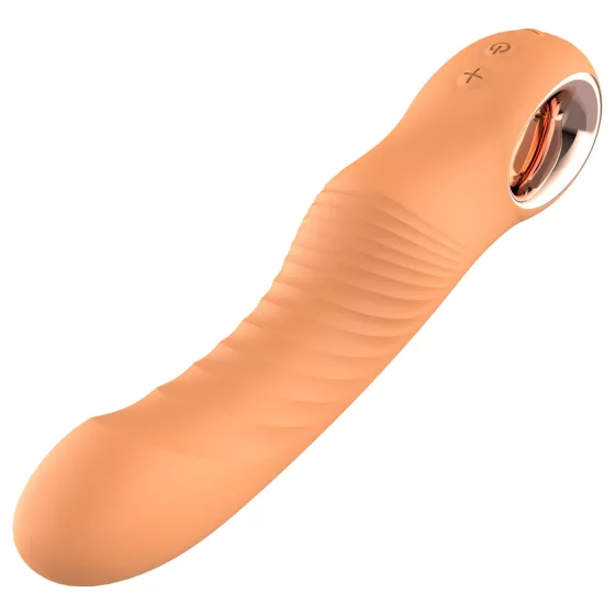 Glam - ohebný vroubkovaný vibrátor (broskvový)
