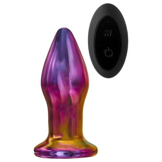 Glamour Glass - kónický, skleněný anální vibrátor s rádiem (barevný)