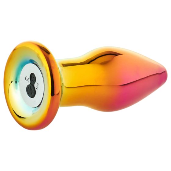 Glamour Glass - kónický, skleněný anální vibrátor s rádiem (barevný)