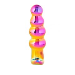   Glamour Glass - skleněný anální vibrátor s korálky, řízený rádiem (barevný)