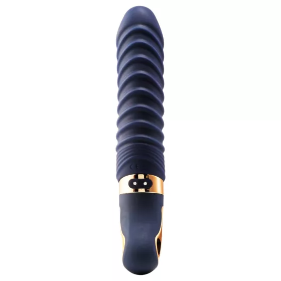Goddess - vyhřívaný žebrovaný vibrátor (tmavě modrý)