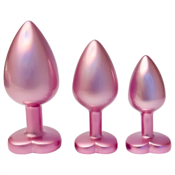 Dreamtoys Gleaming Love - sada análních špuntů se srdíčky (růžová)