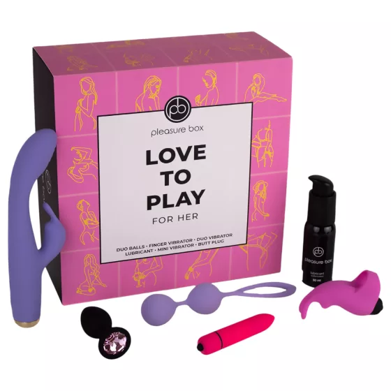 Pleasure Box Love to Play - sada vibrátorů - 6 dílů - růžová/fialová
