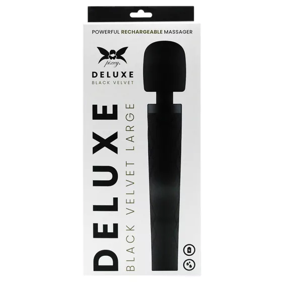Pixey Deluxe Black Velvet - masážní hlavice L (černá)