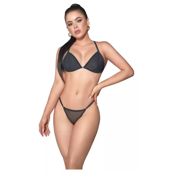 Zôf Nina - průsvitná souprava podprsenky a tang (černá) - L/XL