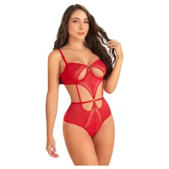   Zôf Ruby - krajkové body s průstřihy a nastavitelnými ramínky (červené)