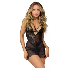   Zôf Eve - průsvitná krajková babydoll košilka s tangami (černá)