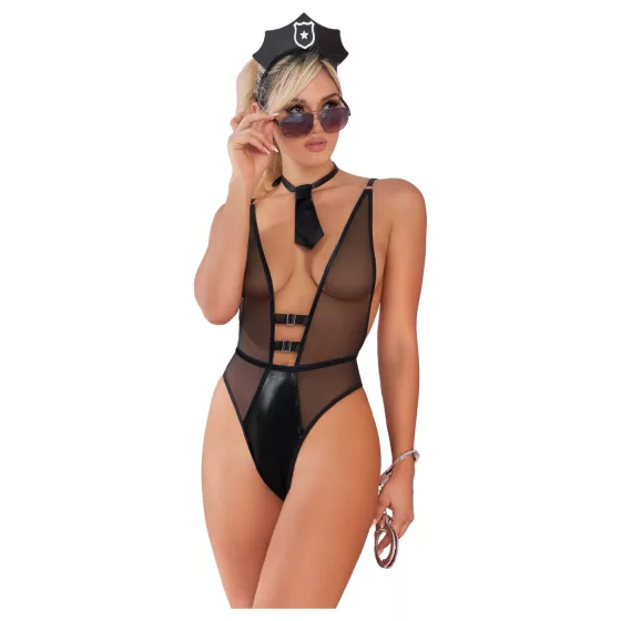 Zôf Police Desire - kostým policistky s průsvitným body (černý)