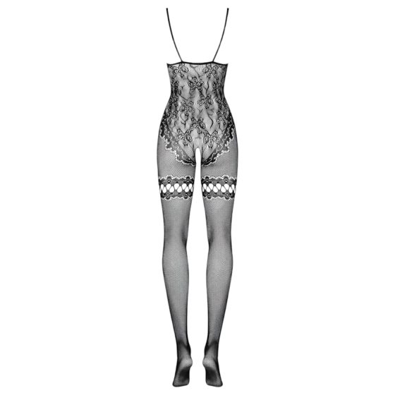 Obsessive F213 - květinový síťový overal - černý (S-L)