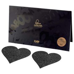   Bijoux Indiscrets Flash - černá srdcová nálepka na bradavky