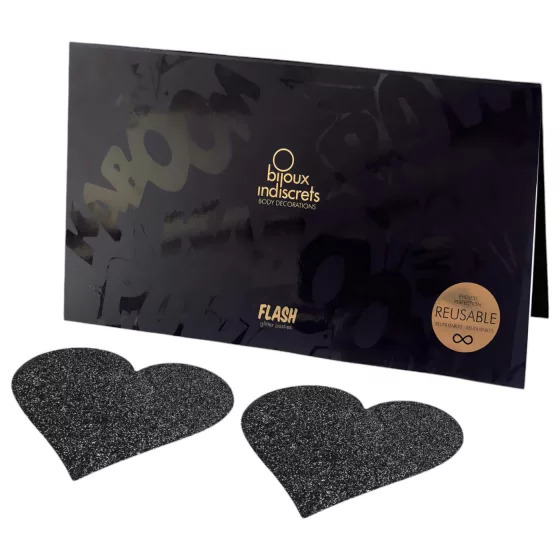 Bijoux Indiscrets - nálepky na bradavky srdce - černé