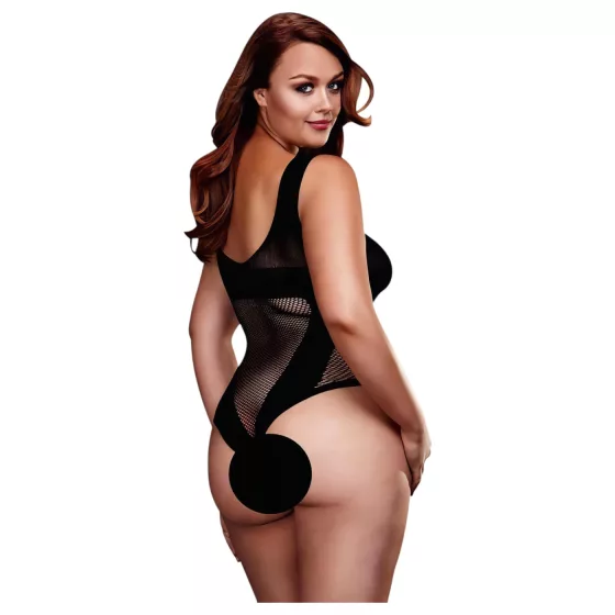 BACI Plus Size - rafinovaný, černý síťovaný body (XL-XXL)