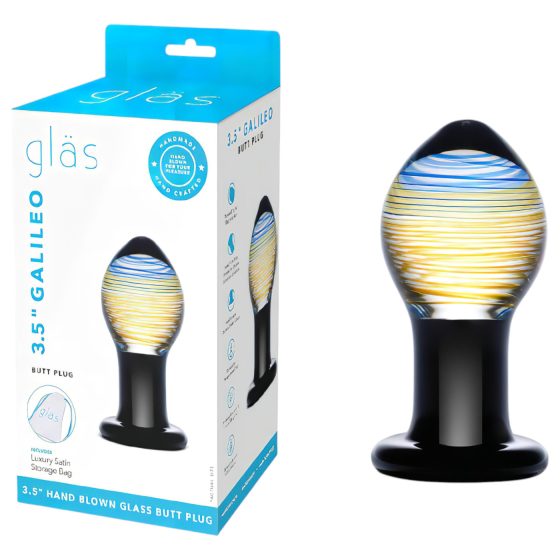 GLAS Galileo - skleněný anální kolík (černozlatý)