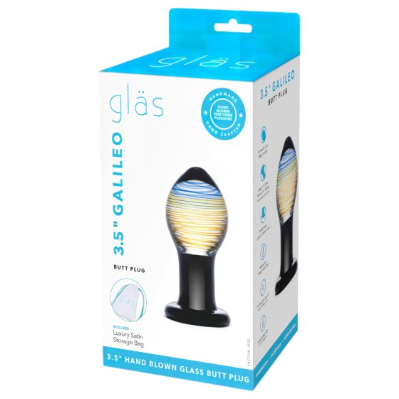 GLAS Galileo - skleněný anální kolík (černozlatý)