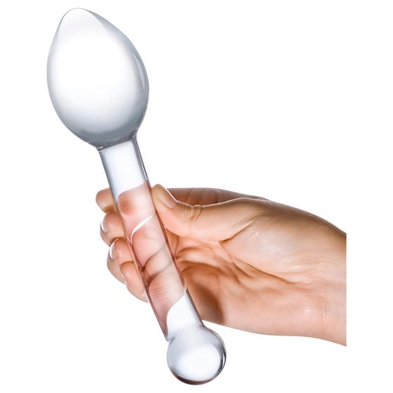 GLAS - skleněné dvojité anální dildo (průhledné)