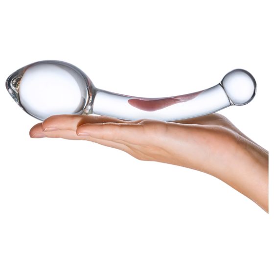 GLAS - skleněné dvojité anální dildo (průhledné)