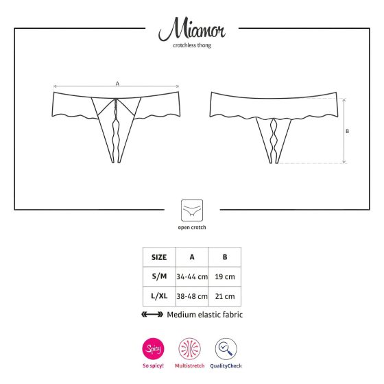 Obsessive Miamor - dámská krajková tanga s kamínky a otevřeným designem (černá)