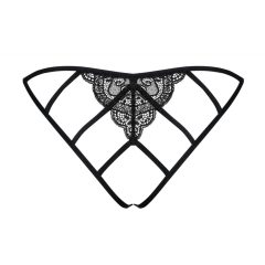  Obsessive Merossa - otevřené krajkové kalhotky s mřížkou (černé)