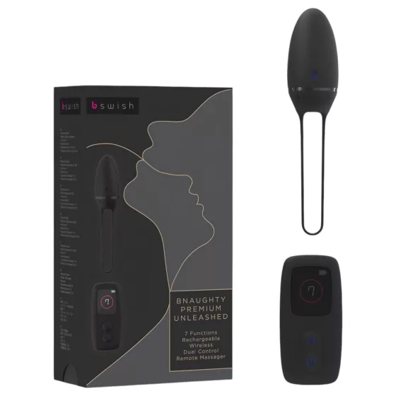 B SWISH Premium - nositelné akumulátorové, rádiové vibrační vajíčko (černé)