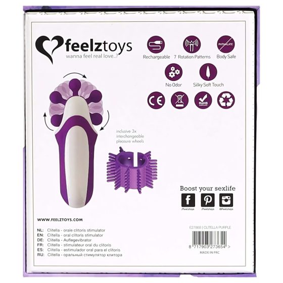 FEELZTOYS Clitella - dobíjecí rotační orální vibrátor (fialová)