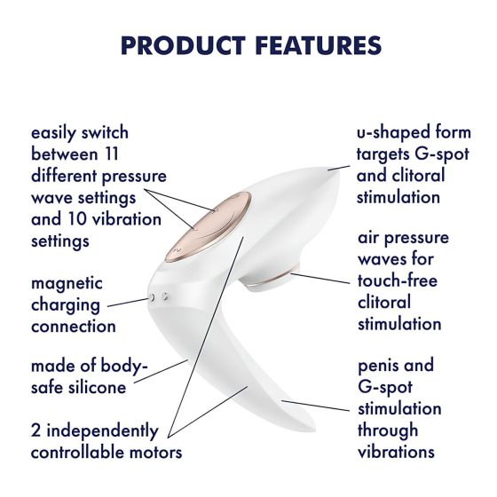 Satisfyer Pro 4 Couples - dobíjecí stimulátor pro páry s tlakovými vlnami (bílý)