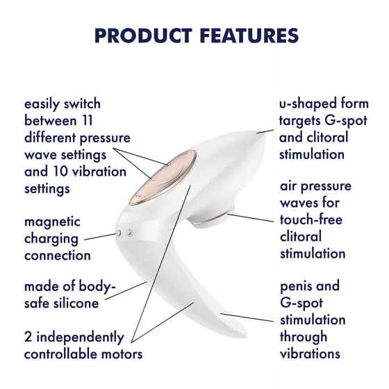 Satisfyer Pro 4 Couples - párový vibrátor s tlakovými vlnami - dobíjecí - bílý