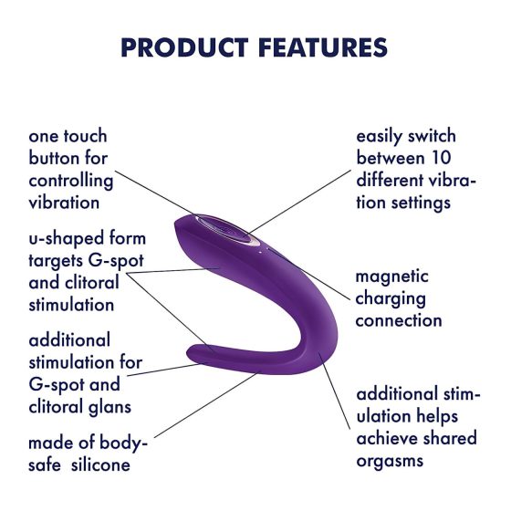Satisfyer Double Classic - vodotěsný, nabíjecí párový vibrátor (fialový)