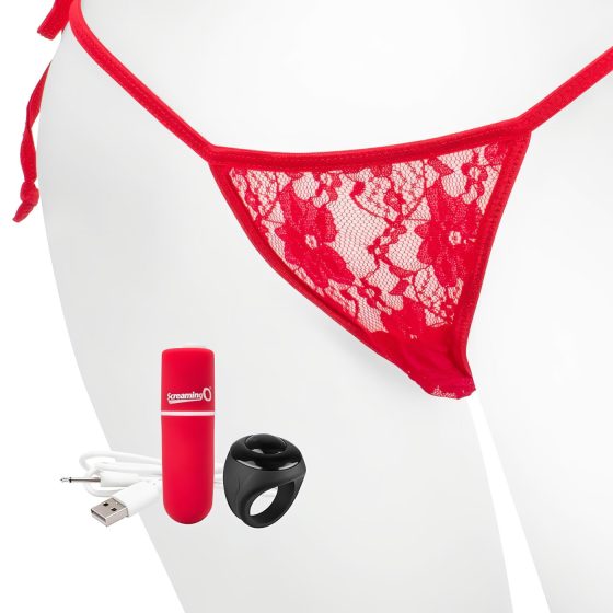 Screaming O Panty Set - vibrační kalhotky - červené (S-L)