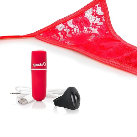 Screaming O Panty Set - vibrační kalhotky - červené (S-L)